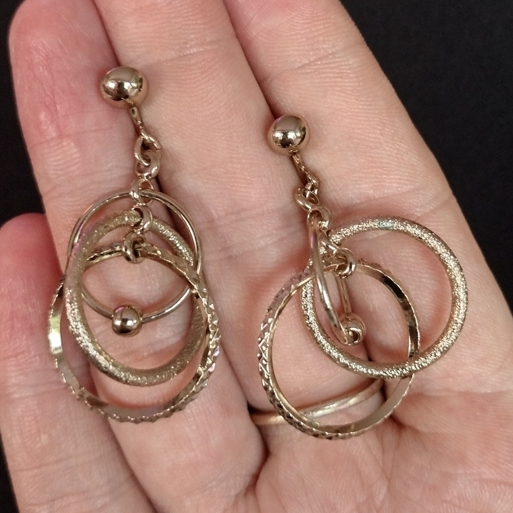 Gold Hoop Dangle Clasp Earrings